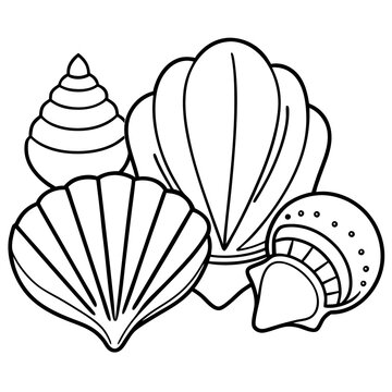 recommend clip art: seashells outline coloring book page line art drawing