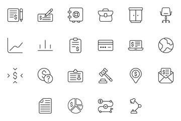 Comprehensive Money and Banking Icon Pack: Essential Collection for Financial Services Design - Includes Credit Card Processing Icons; Secure Transaction Symbols; Investment & Savings Graphics