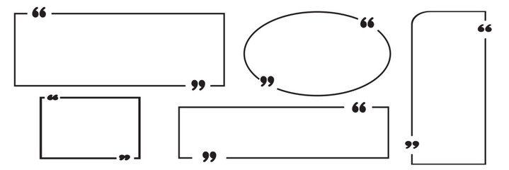Quote box frame set. Texting quote boxes. Templates of texting black line quote frames for definition, remark, and citation design.Tex border collection.eps10