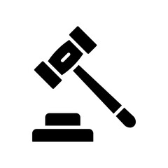 Justice Symbol Icon - Legal Authority Gavel Illustration for Law Firms, Courtrooms, Judge’s Verdicts, Auctions, Legal System Representation in Line Art Style
