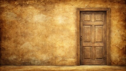 Vintage blank parchment paper with textured old door background