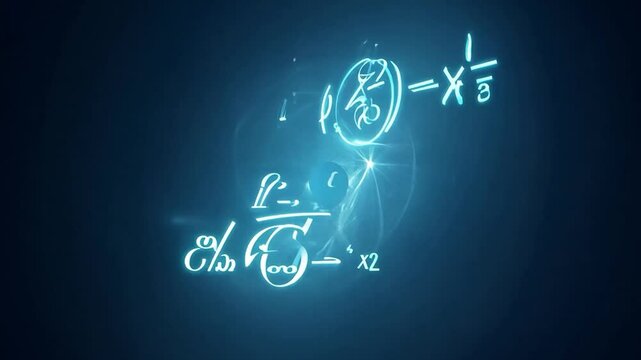 A background of constantly changing mathematical symbols that zoom in on the viewer.