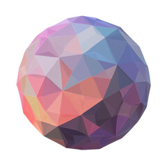 A colorful geometric sphere featuring vibrant triangles, ideal for abstract design, digital art, or modern backgrounds. transparent background