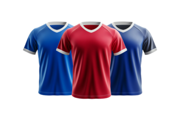 Trois maillots de football sur fond transparent PNG