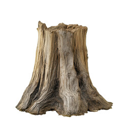 A rustic tree stump with a textured surface, showcasing the beauty of nature and environmental elements in a unique composition. transparent background