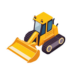 Fototapeta premium A vibrant yellow bulldozer ready for construction work. Perfect for showcasing heavy machinery in illustrations. transparent background