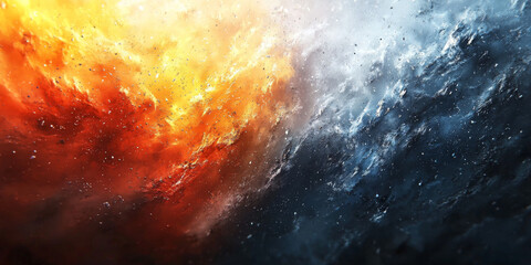 Fototapeta premium Abstract background with fiery orange and cool blue tones.