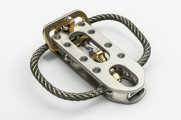 High-quality image of a climbing pulley, showcasing intricate details and components for outdoor gear enthusiasts.