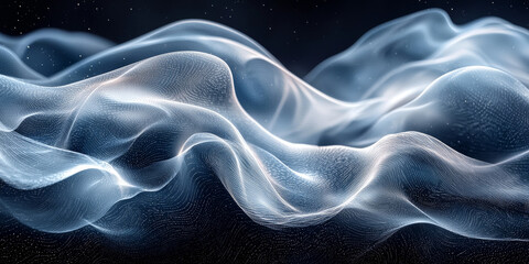 Obraz premium Abstract blue and white waves on a black background