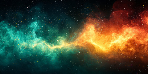 Obraz premium A colorful nebula with swirls of teal and orange.