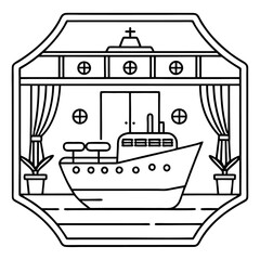 Fototapeta premium ship interior outline coloring book page line art drawing