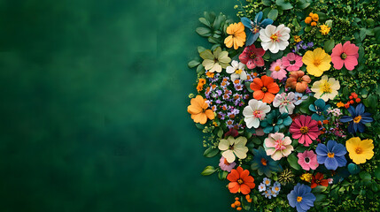 background of beautiful flowers in the shape of a brain