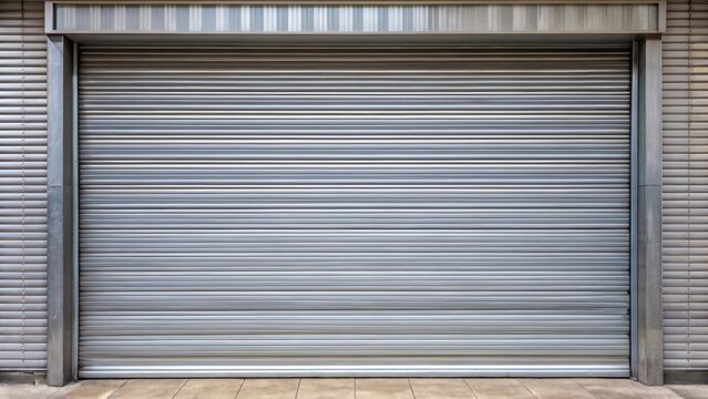 Closed grey zinc shop shutter
