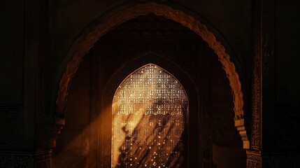 Ornate Archway with Intricate Patterns and Light