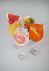 delicious alcoholic drinks stand on the table in a restaurant