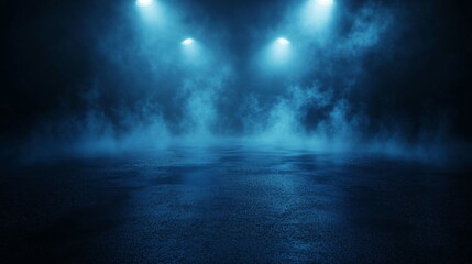 Mystical Blue Fog with Spotlights