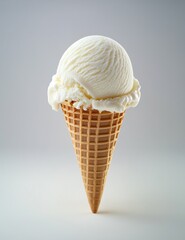 A simple ice cream cone of white vanilla 