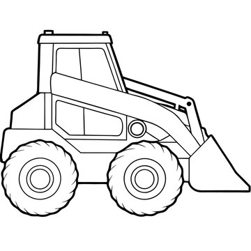 recommend clip art: skid steer loader machine outline coloring book page line art drawing