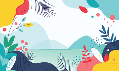 Fototapeta premium Abstract hand drawn tropical background