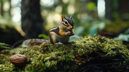Obraz premium Moss-covered Forest Chipmunk