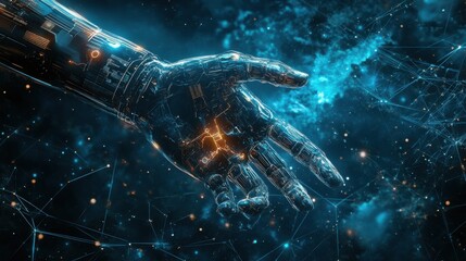 Futuristic Robotic Hand in Space