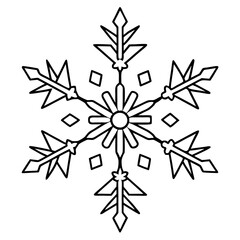 Obraz premium snowflake outline coloring book page line art drawing