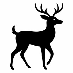 vector deer silhouette forest animal illustration on white background