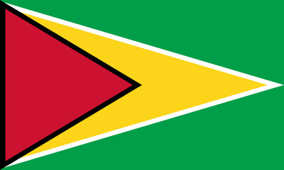 The national flag of Guyana. An illustration of the Guyana flag symbol.