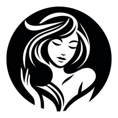 Beautiful woman face logo. Hair, spa and aesthetics business concept. Vector illustration