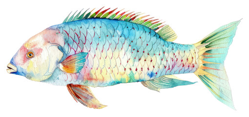 Fototapeta premium PNG Colorful watercolor fish illustration