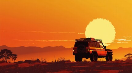 Fototapeta premium Off-Road Adventure at Sunset