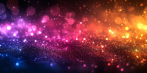 Obraz premium Sparkling festive bokeh lights in blue, pink, orange and gold colors