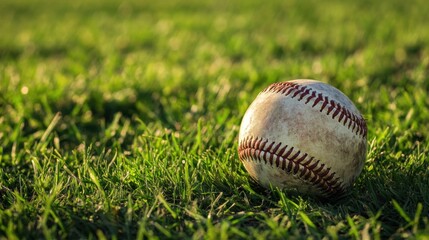 Baseball on Green Grass
