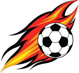 Fototapeta premium Soccer ball flying on fire Vector Illustration.
