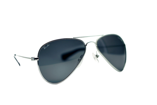 Stylish aviator sunglasses with mirrored lenses isolated on transparent background