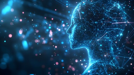 Abstract Digital Representation of a Human Head with a Network of Connections