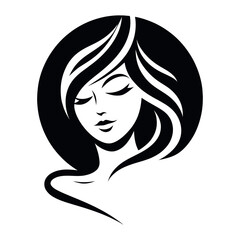 Beautiful woman face logo. Hair, spa and aesthetics business concept. Vector illustration