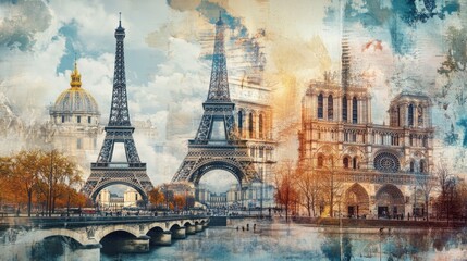 Obraz premium Artistic Paris Landmarks