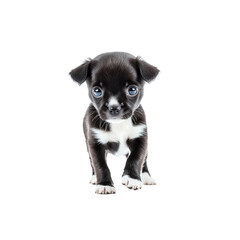 Obraz premium Adorable Black and White Chihuahua Puppy with Big Blue Eyes