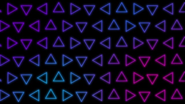 Animaci&oacute;n vectorial de tri&aacute;ngulos giratorios con efecto ne&oacute;n en bucle perfecto"

