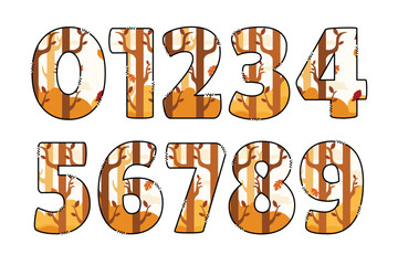 Handcrafted Autumn Bliss number color creative art typographic design