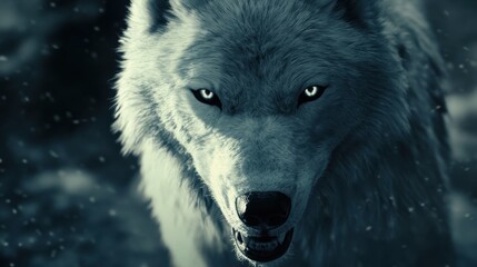 Obraz premium Fierce Wolf in Moonlight