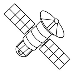 space satellite outline coloring book page line art drawing