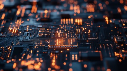 Obraz premium Abstract Circuit Board with Glowing Lights