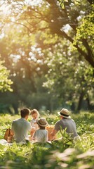 Family Picnicking in Eco Friendly Park Surrounded by Nature