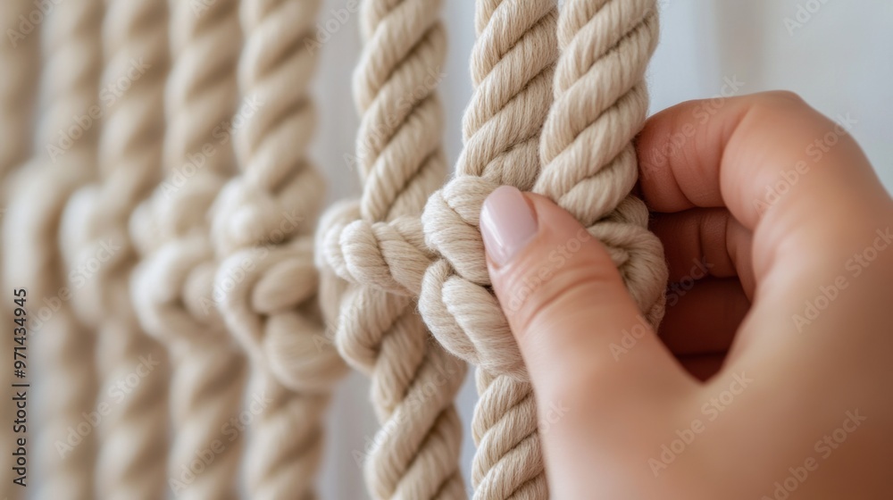 Poster A person holding a rope with their hand and pulling it, AI