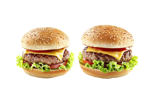 Spicy cheeseburger with jalapenos isolated on transparent background