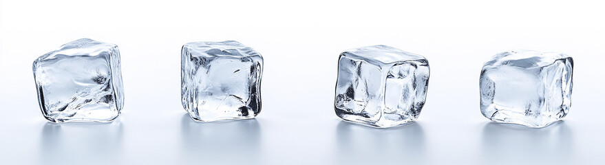 A set of different ice cubes isolated on a white background