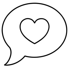 speech bubble with a heart outline coloring book page line art drawing