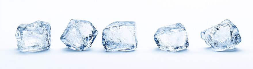 Obraz premium A set of different ice cubes isolated on a white background